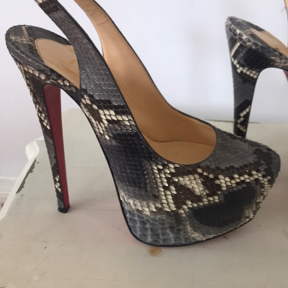 Christian Louboutin python platform sling back - Picture 4 of 10